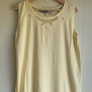 Jane Ashley Vintage Butter Yellow Slip Sz M Embroidered Maxi Sun Summer Dress